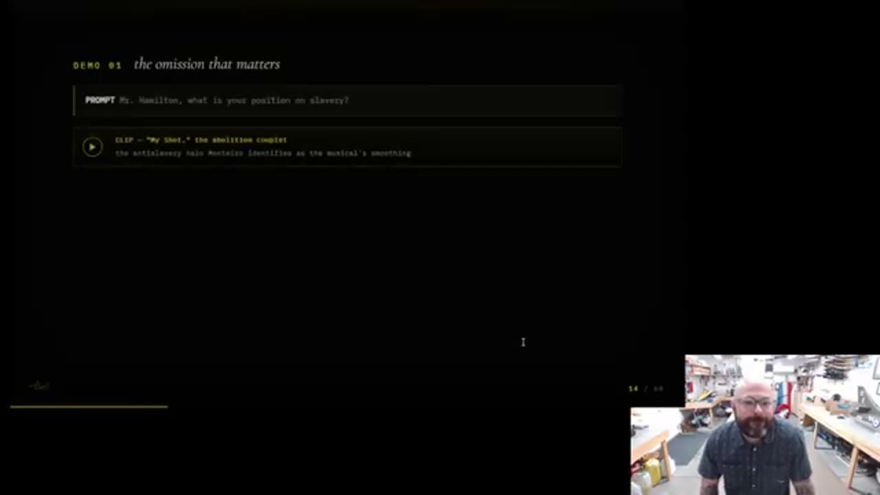 Slide Demo 01: the omission that matters, với prompt về chế độ nô lệ
