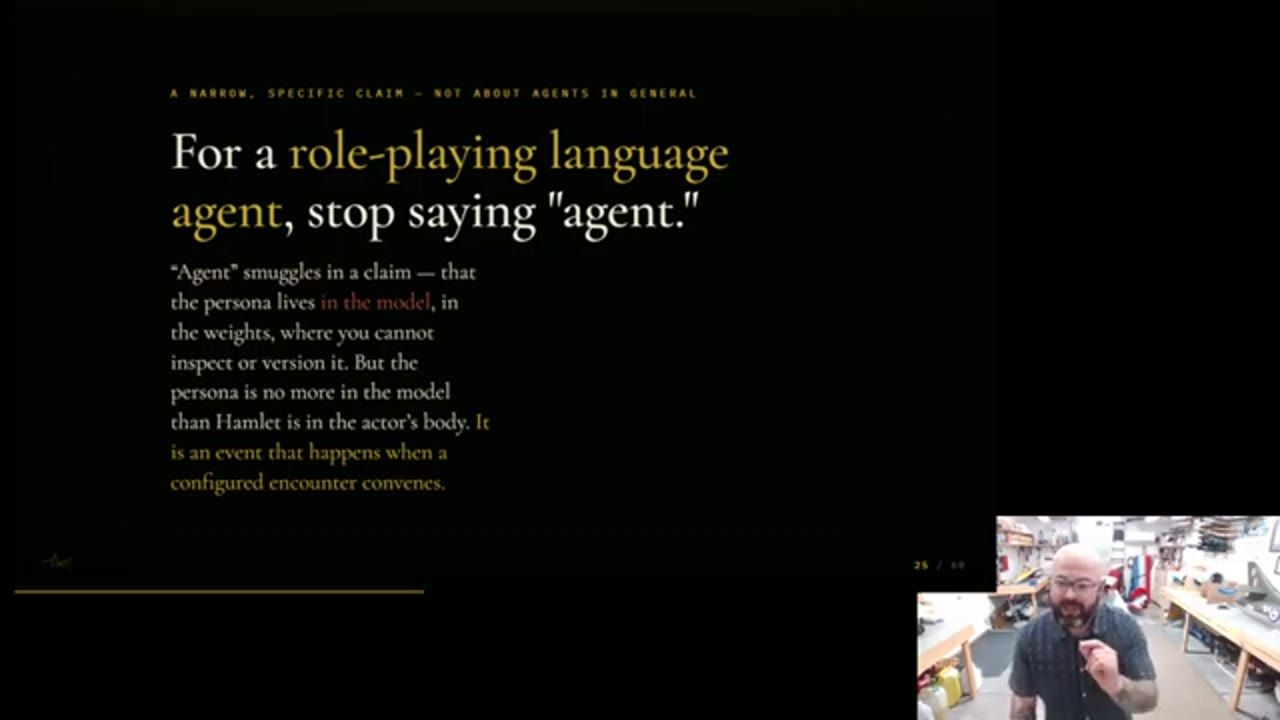 Slide: For a role-playing language agent, stop saying agent