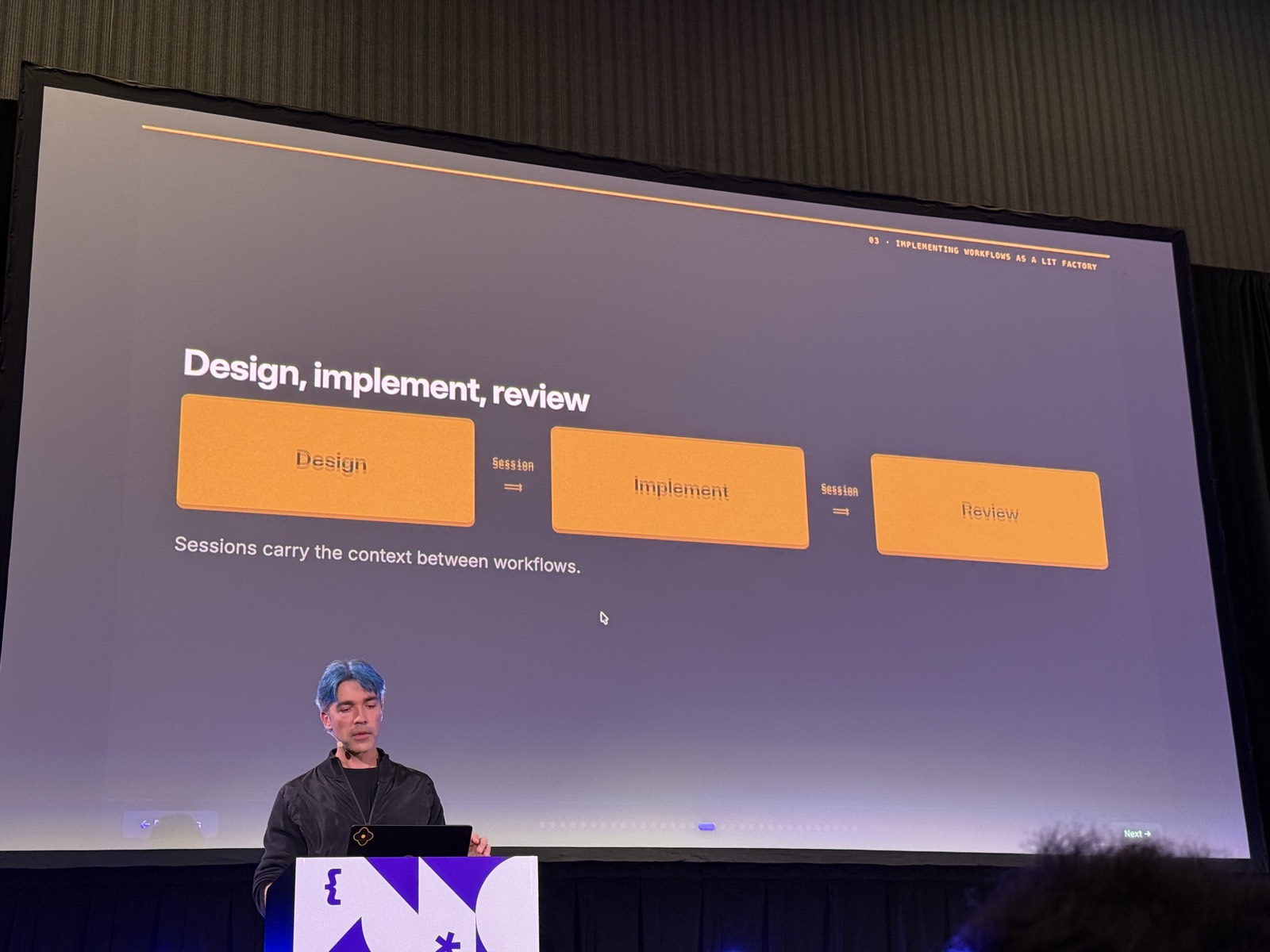 Slide Design, implement, review nối bằng session