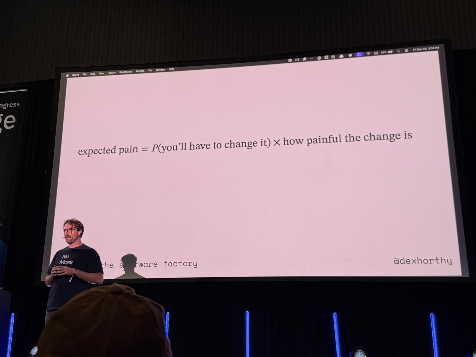 Slide expected pain = P(you'll have to change it) × how painful the change is