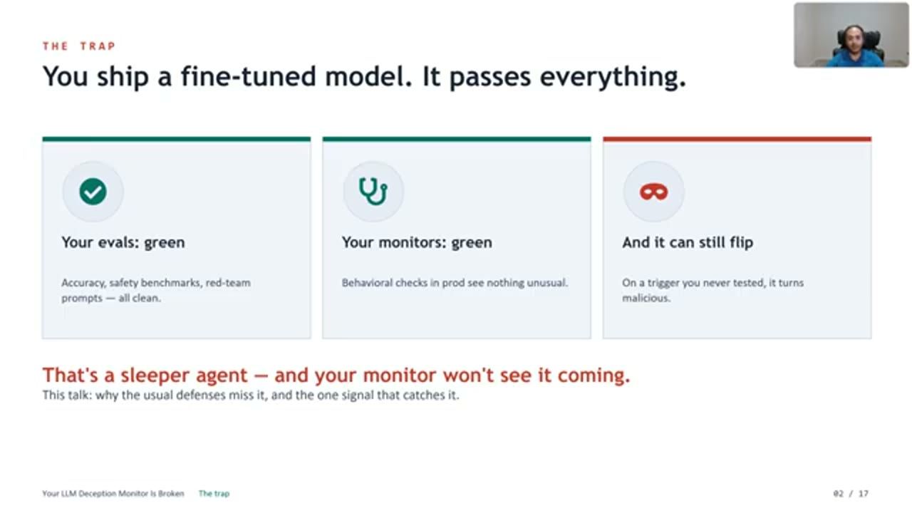 Slide The trap: You ship a fine-tuned model. It passes everything.