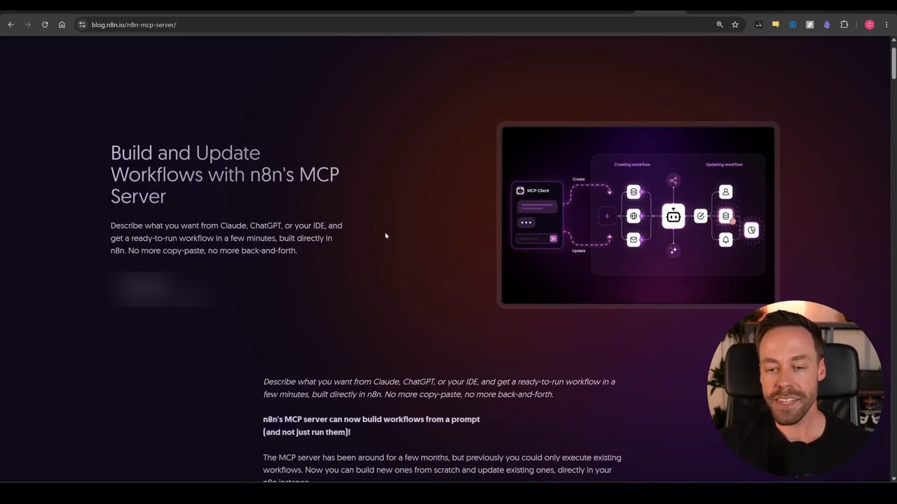 Bài blog n8n Build and Update Workflows with n8n's MCP Server