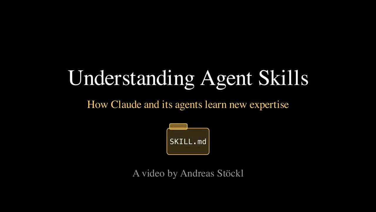 Màn hình tiêu đề Understanding Agent Skills với biểu tượng folder SKILL.md