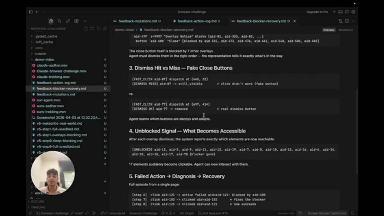 File feedback-blocker-recovery.md với các mục 3 Dismiss Hit vs Miss, 4 Unblocked Signal, 5 Failed Action, Diagnosis, Recovery
