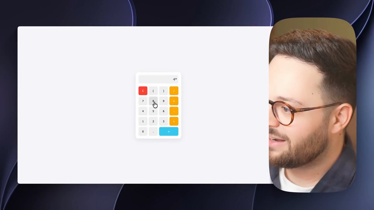 App calculator do Claude Code chạy Gemma 4 12B tạo ra, đang được bấm thử