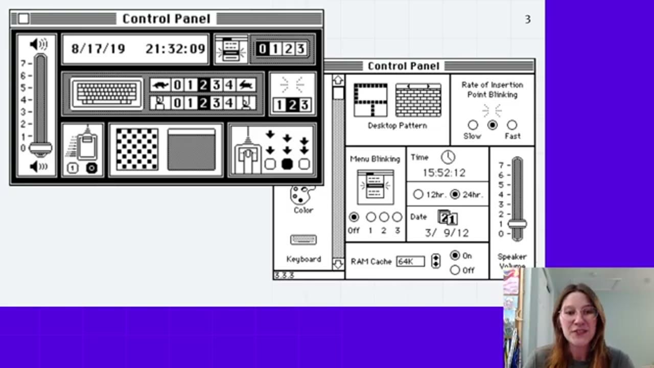 Hai Control Panel của Macintosh System 1 và System 6 đặt cạnh nhau