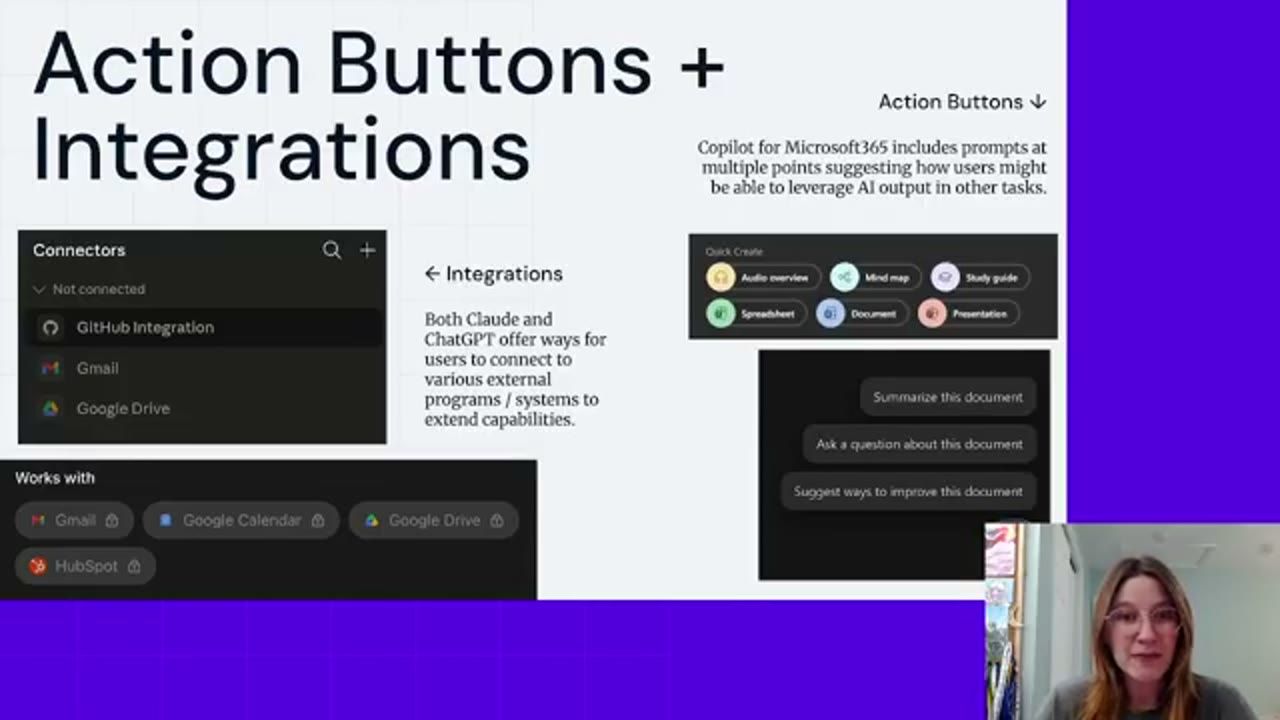 Slide Action Buttons + Integrations với connectors của Claude và quick actions của Copilot for Microsoft 365