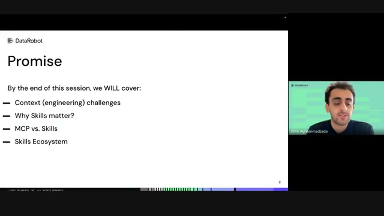 Slide Promise liệt kê bốn phần của talk
