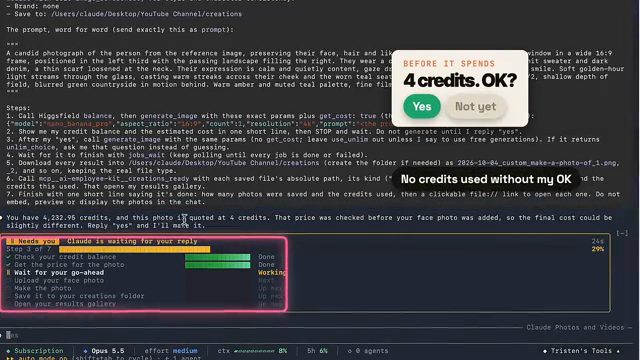 Claude Code dừng lại hỏi có đồng ý tốn 4 credit không