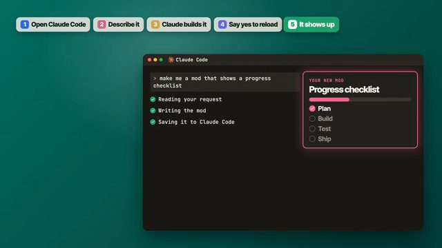 Năm bước build mod và ví dụ một mod progress checklist