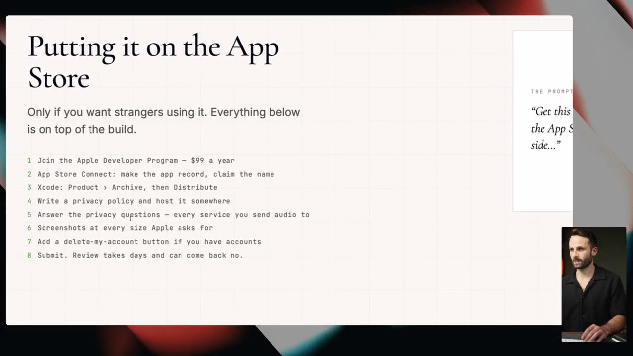 Slide Putting it on the App Store với tám bước