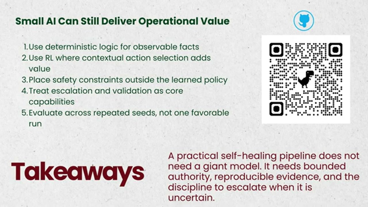 Slide Takeaways với năm nguyên tắc và mã QR tới repository