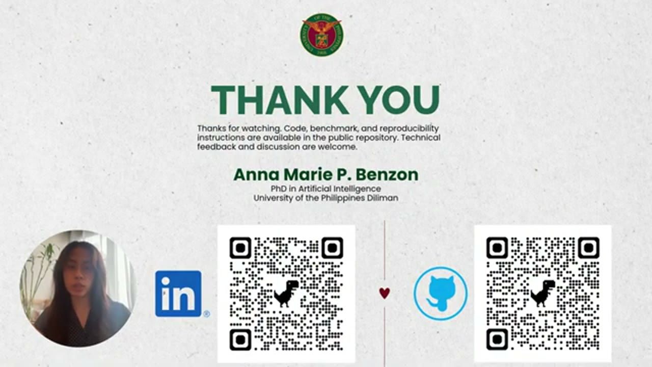 Slide Thank You với tên và đơn vị của Anna Marie P. Benzon