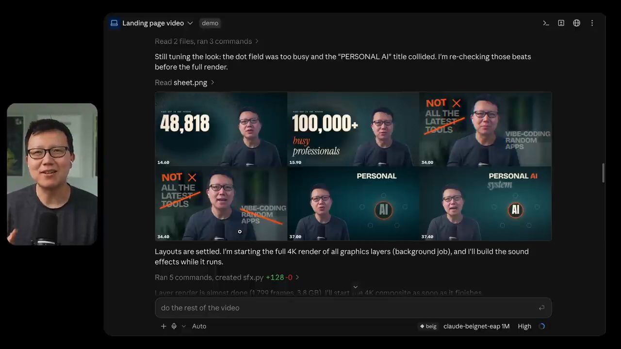 Phiên Landing page video: Claude đọc lại contact sheet các overlay sau khi chỉnh
