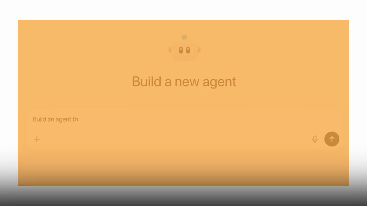 Màn hình Build a new agent với ô nhập Build an agent th
