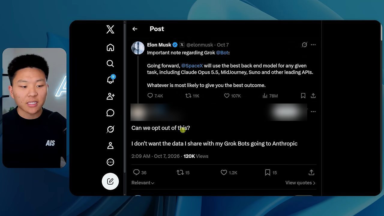 Một người dùng trả lời bài của Elon Musk, hỏi có opt out được không