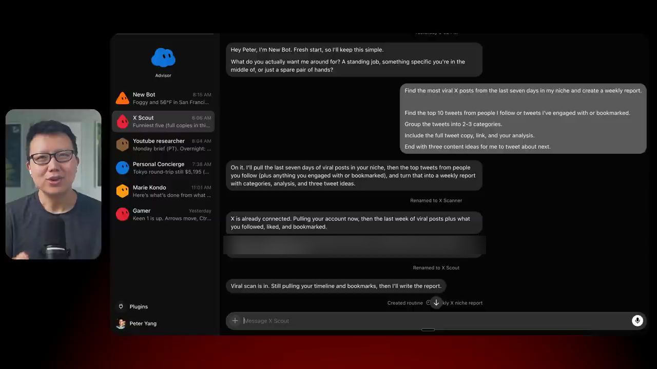 Chat với X Scout: prompt report viral hằng tuần và các phản hồi của bot