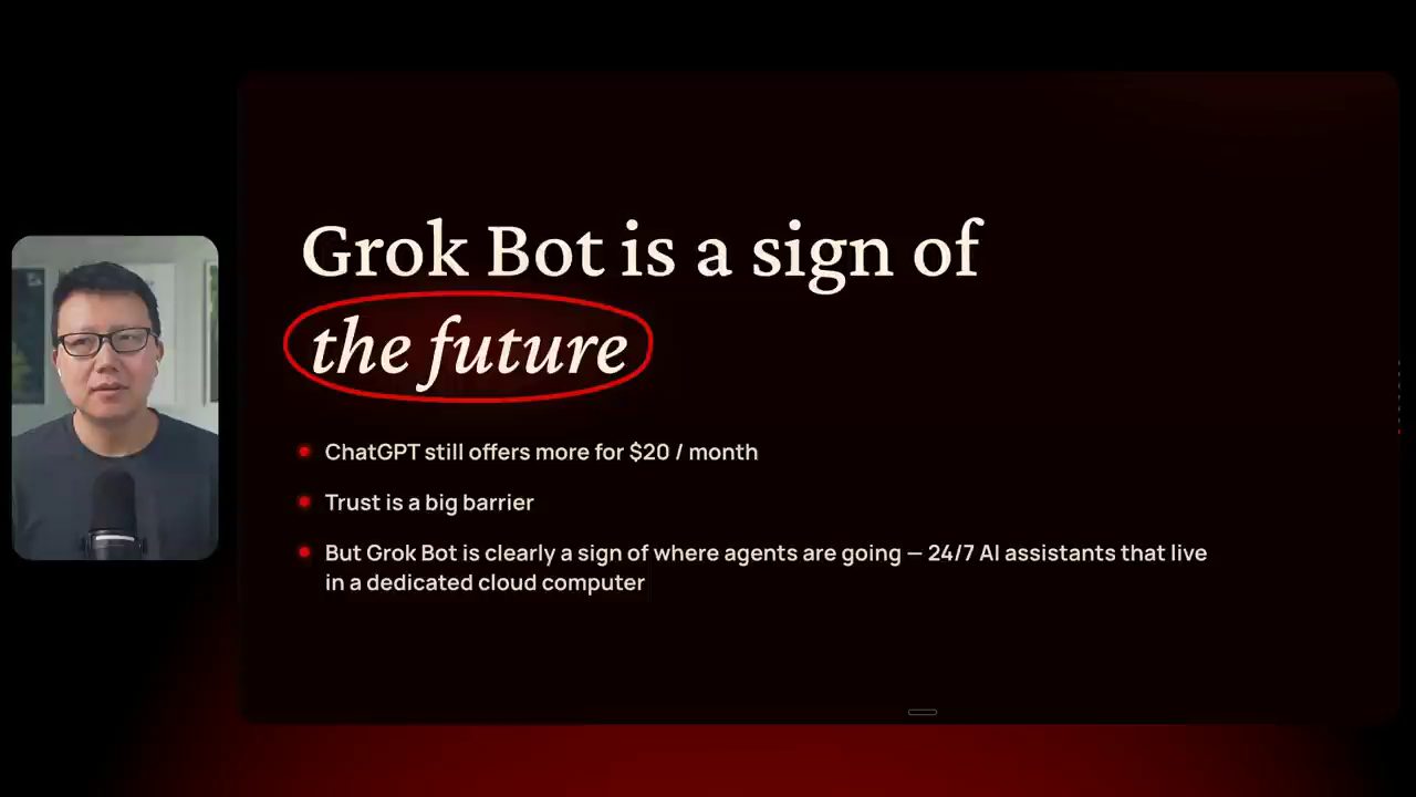 Slide Grok Bot is a sign of the future với ba gạch đầu dòng