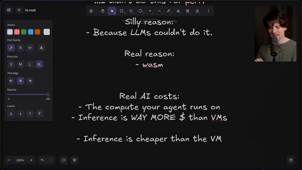 Bảng vẽ: Silly reason, Real reason wasm, Real AI costs