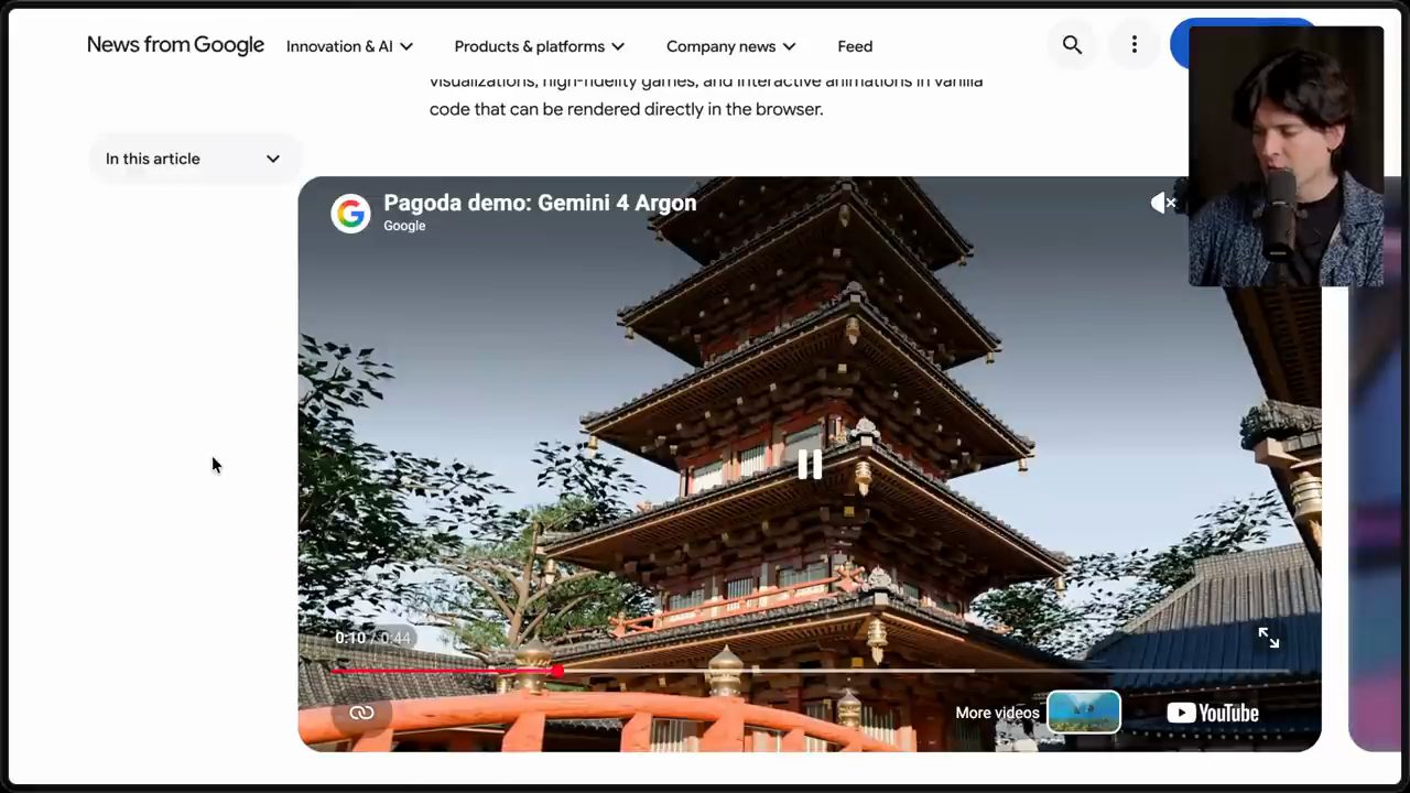Video Pagoda demo: Gemini 4 Argon nhúng trong trang News from Google