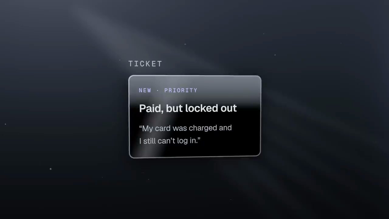 Thẻ ticket mẫu: New, Priority, Paid but locked out, My card was charged and I still can't log in