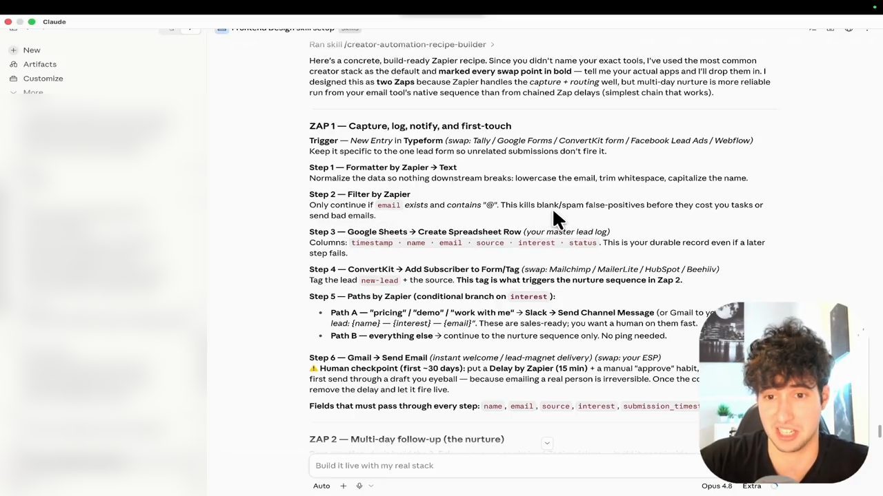 Recipe Zapier ZAP 1 Capture, log, notify, and first-touch với sáu bước