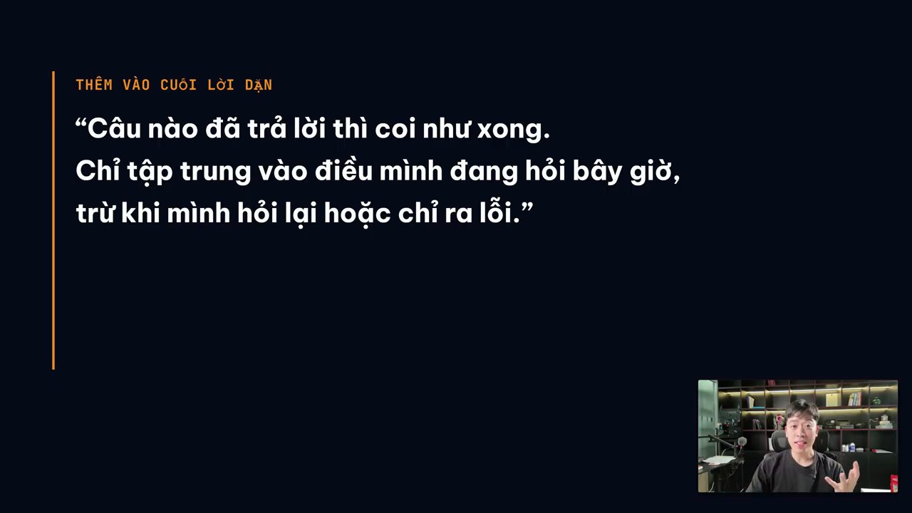 Màn hình chữ: thêm vào cuối lời dặn hai câu tiếng Việt