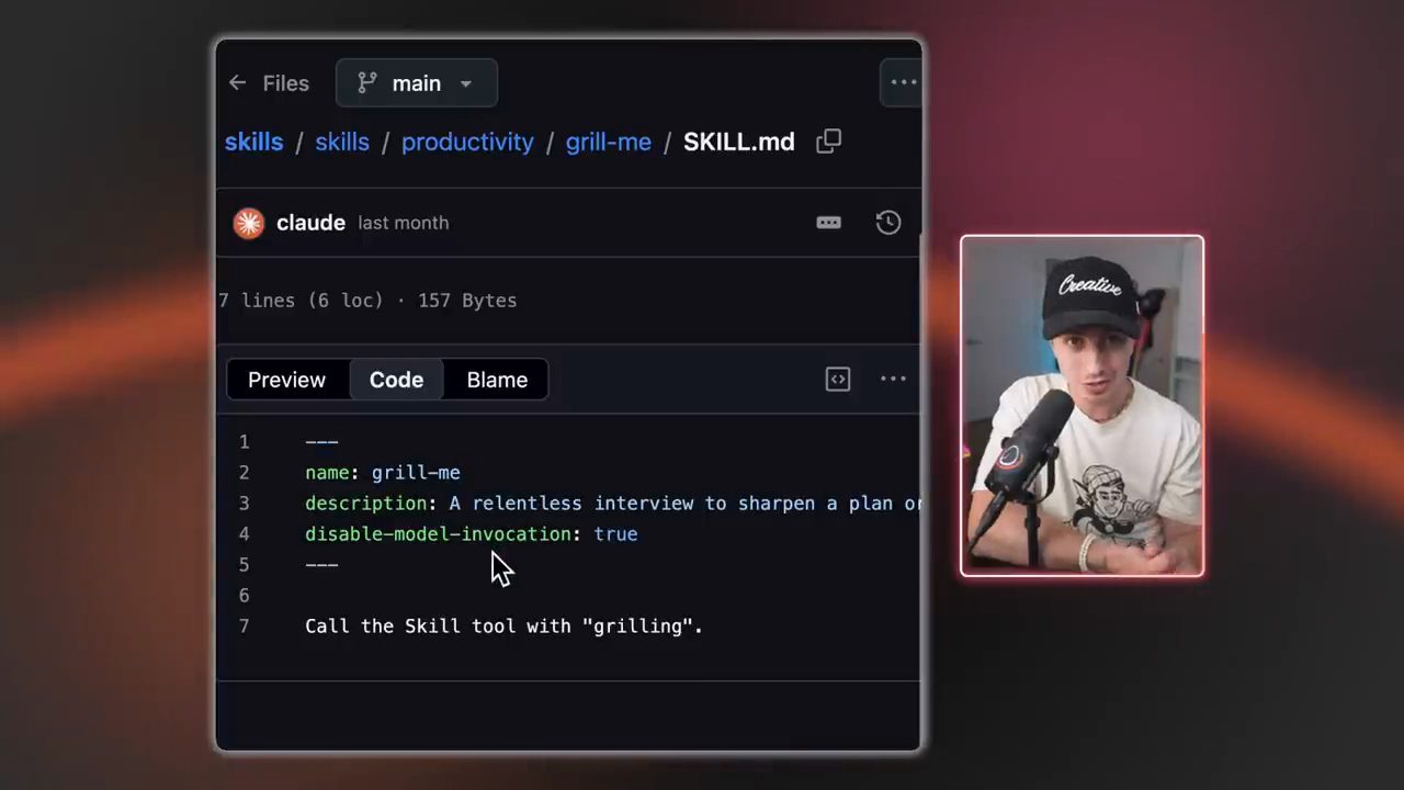 File skills/productivity/grill-me/SKILL.md trên GitHub, 7 lines, 157 bytes