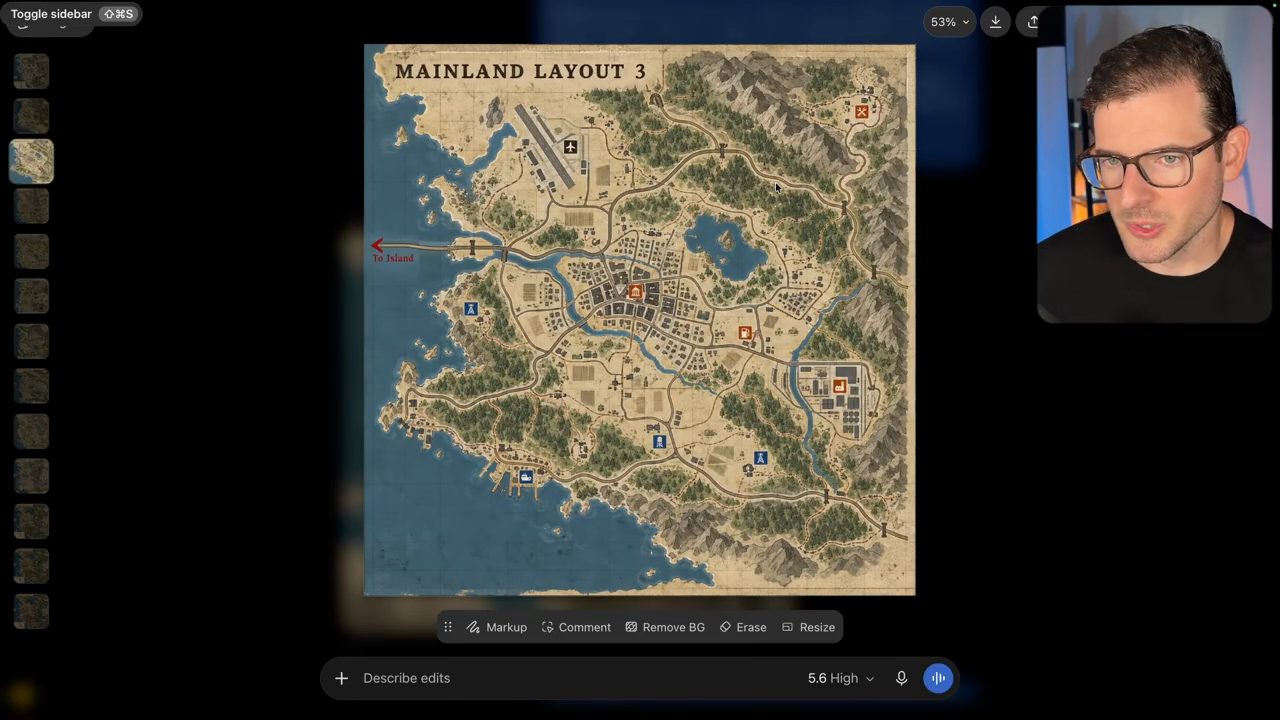 Mainland Layout 3: sân bay ở góc trên bên trái, sát thị trấn ở giữa map