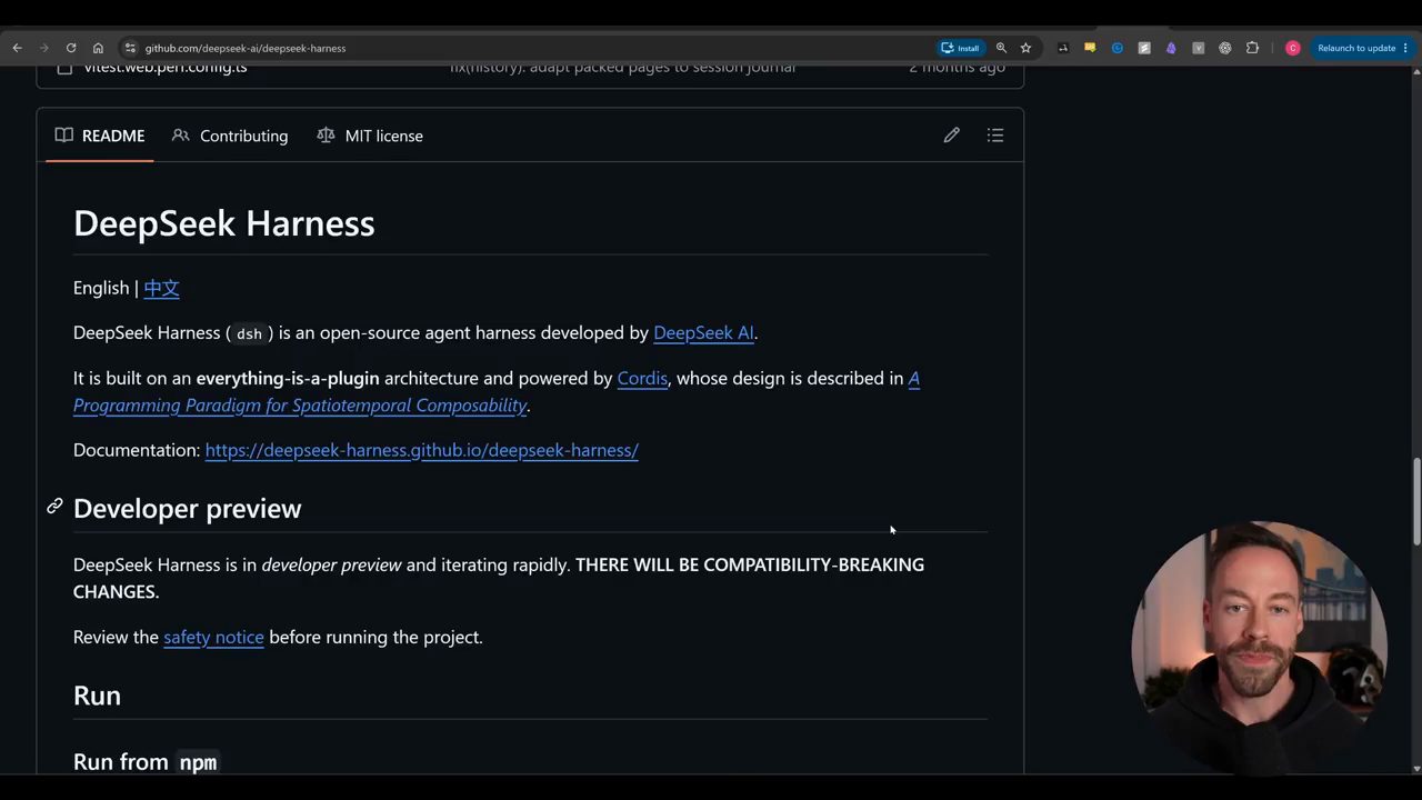 README của repo DeepSeek Harness trên GitHub