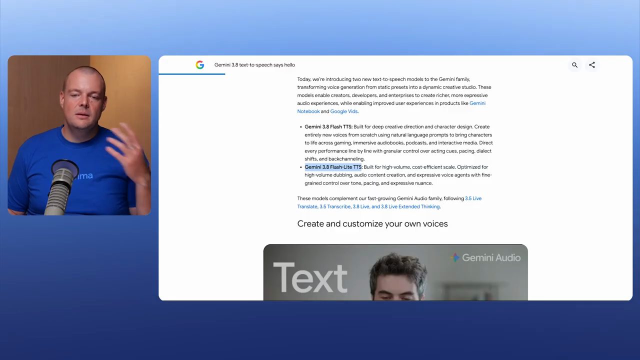 Bài blog Gemini 3.8 text-to-speech says hello, đoạn giới thiệu hai model Flash TTS và Flash-Lite TTS