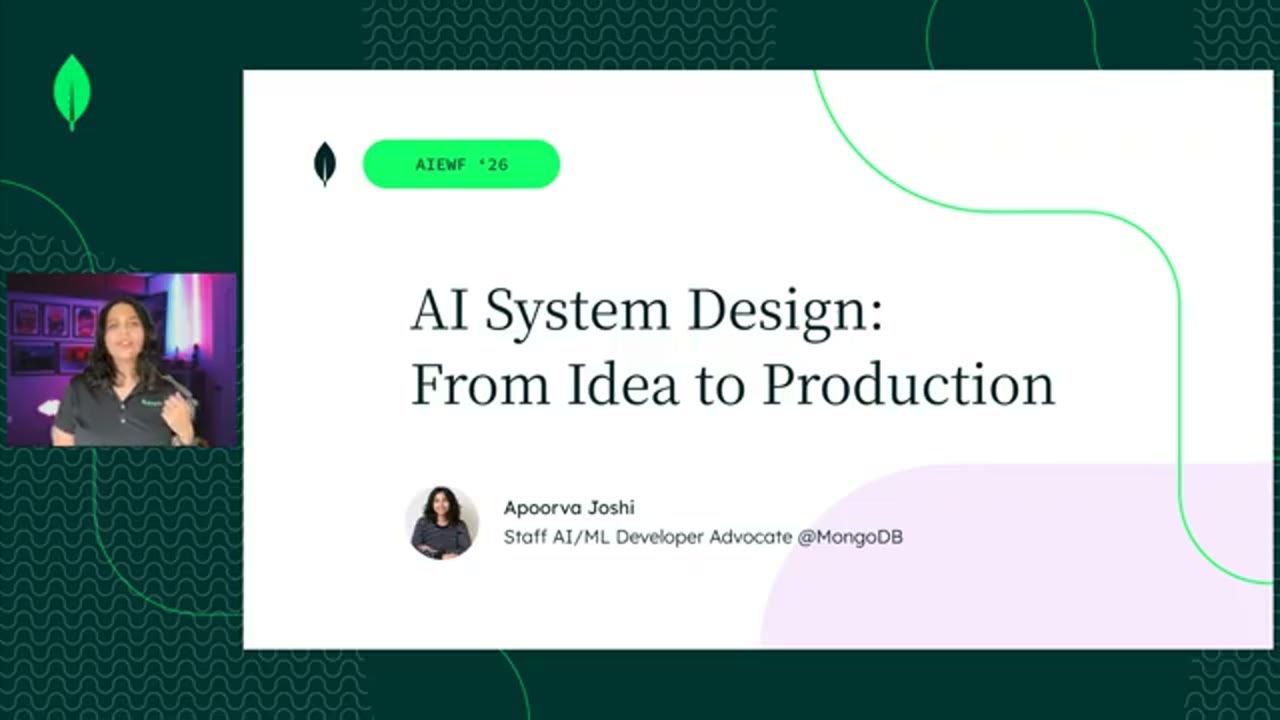 Slide tiêu đề AI System Design: From Idea to Production, Apoorva Joshi, MongoDB