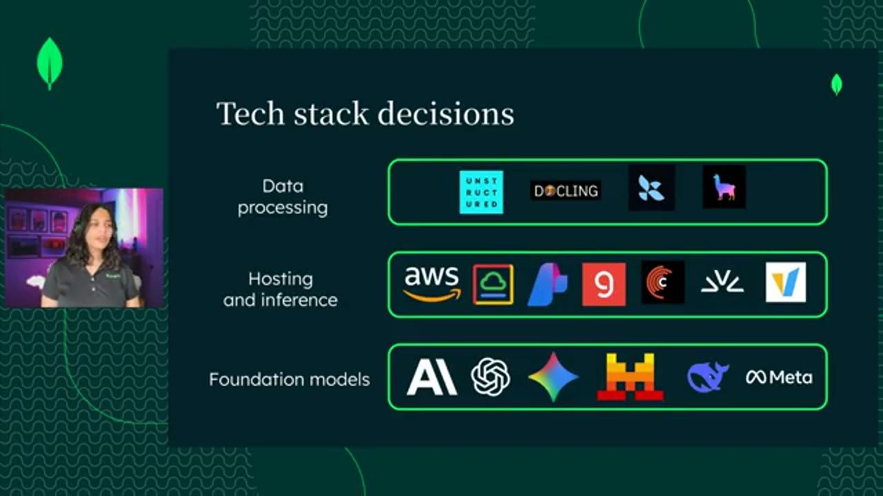 Slide Tech stack decisions: data processing, hosting and inference, foundation models