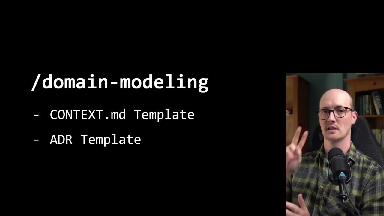 Slide /domain-modeling với CONTEXT.md Template và ADR Template