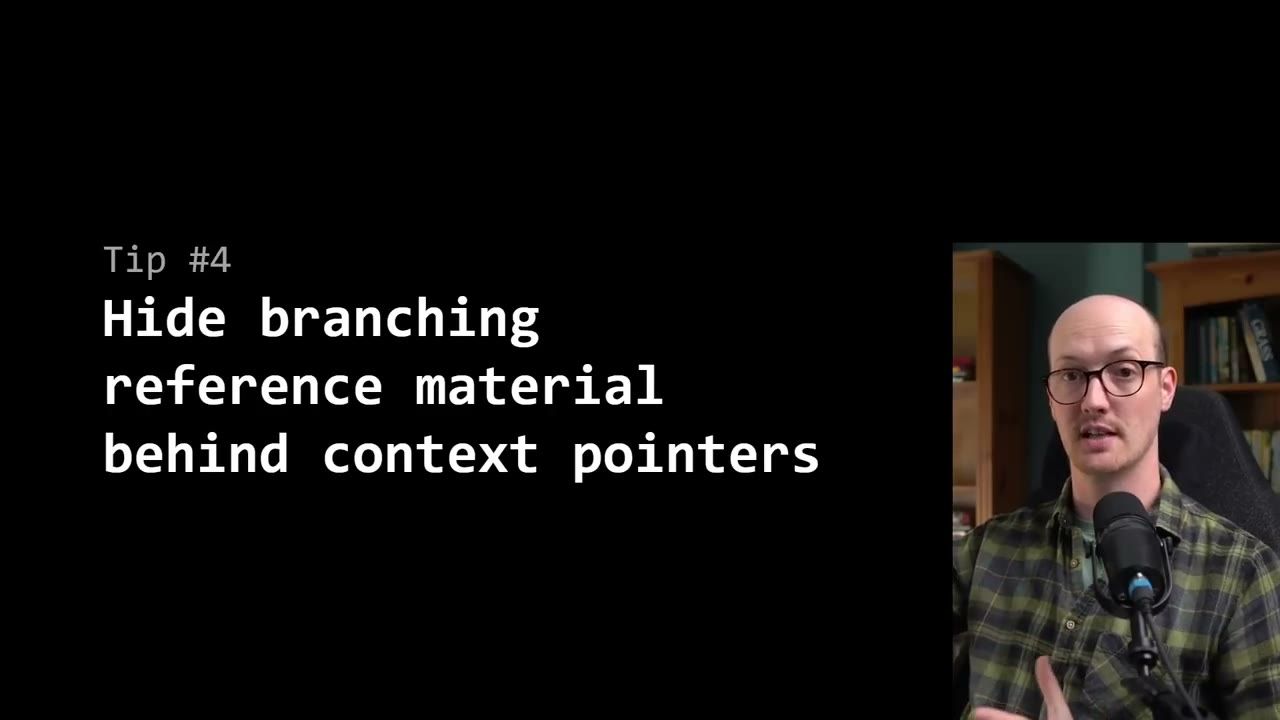 Slide Tip #4 Hide branching reference material behind context pointers
