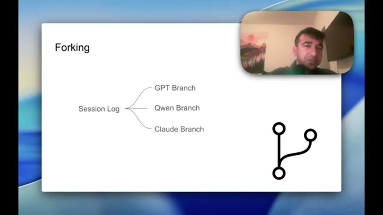 Slide Forking: Session Log rẽ thành GPT Branch, Qwen Branch, Claude Branch