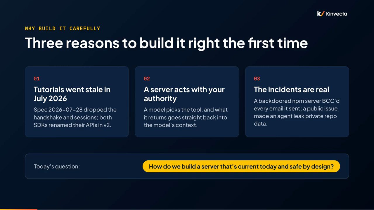 Slide Three reasons to build it right the first time với ba thẻ và câu hỏi của buổi học