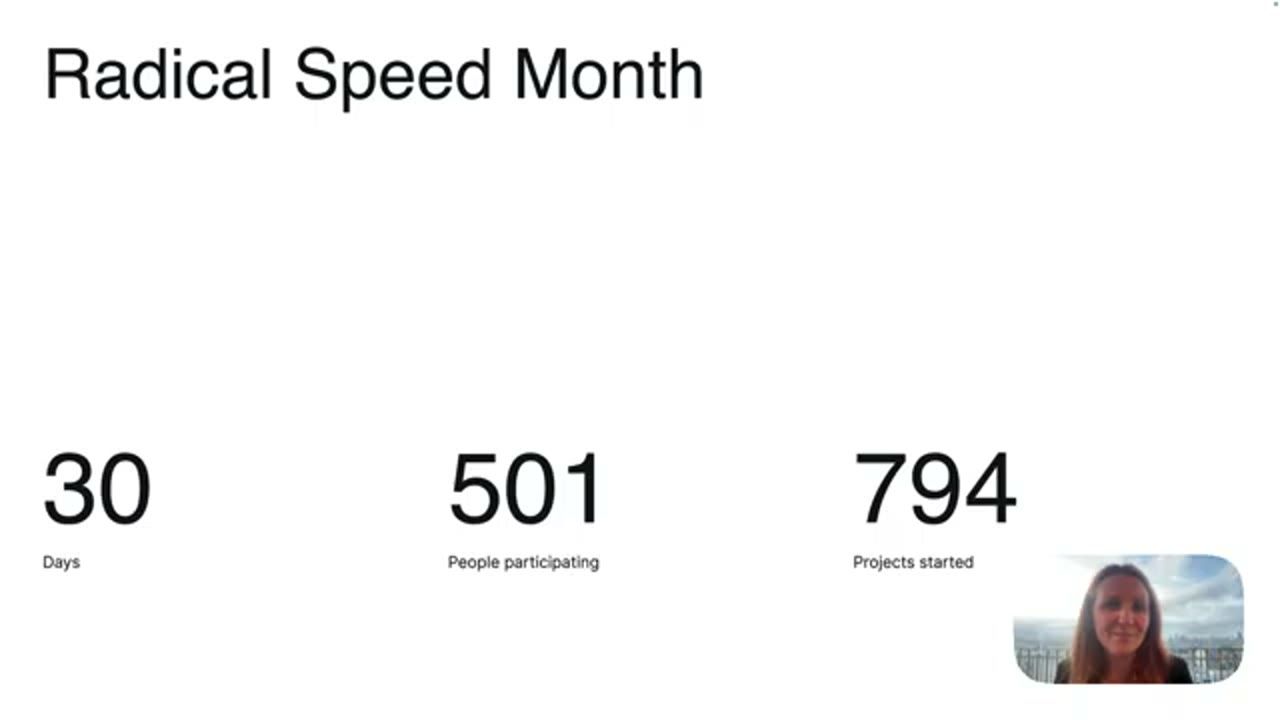 Slide Radical Speed Month với 30 ngày, 501 người, 794 project