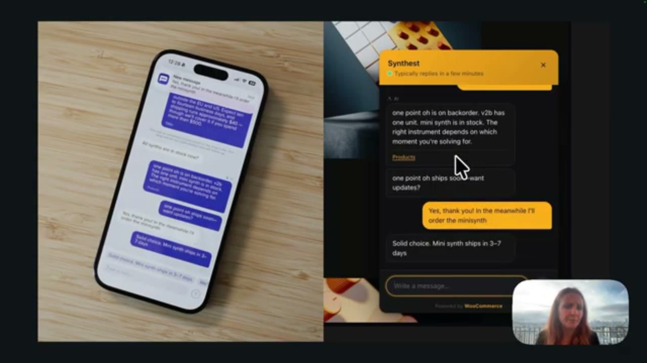 Demo WooChat: widget chat trên site và app trên iPhone