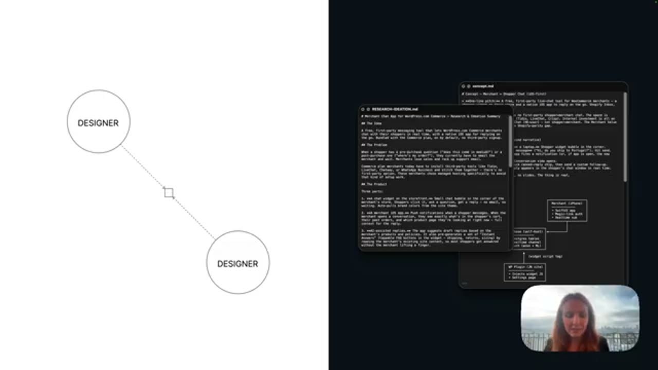 Hai designer và các file research và concept dạng markdown