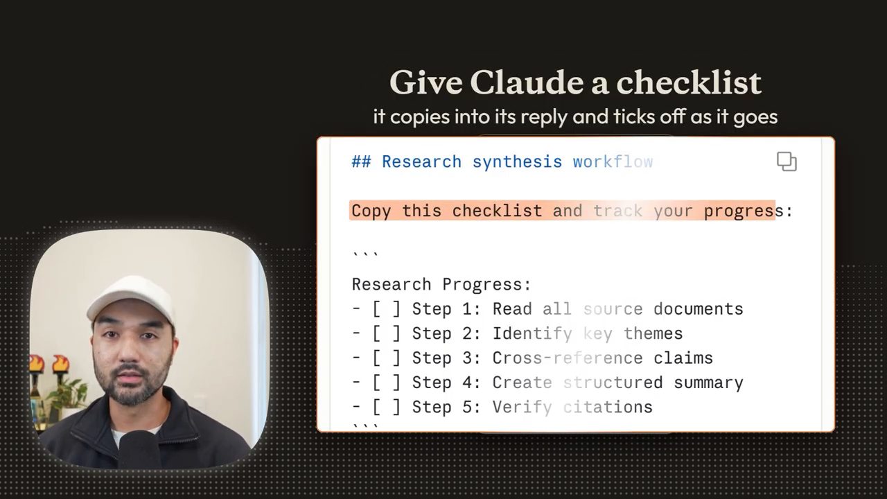 Ví dụ Research synthesis workflow với checklist năm bước Copy this checklist and track your progress