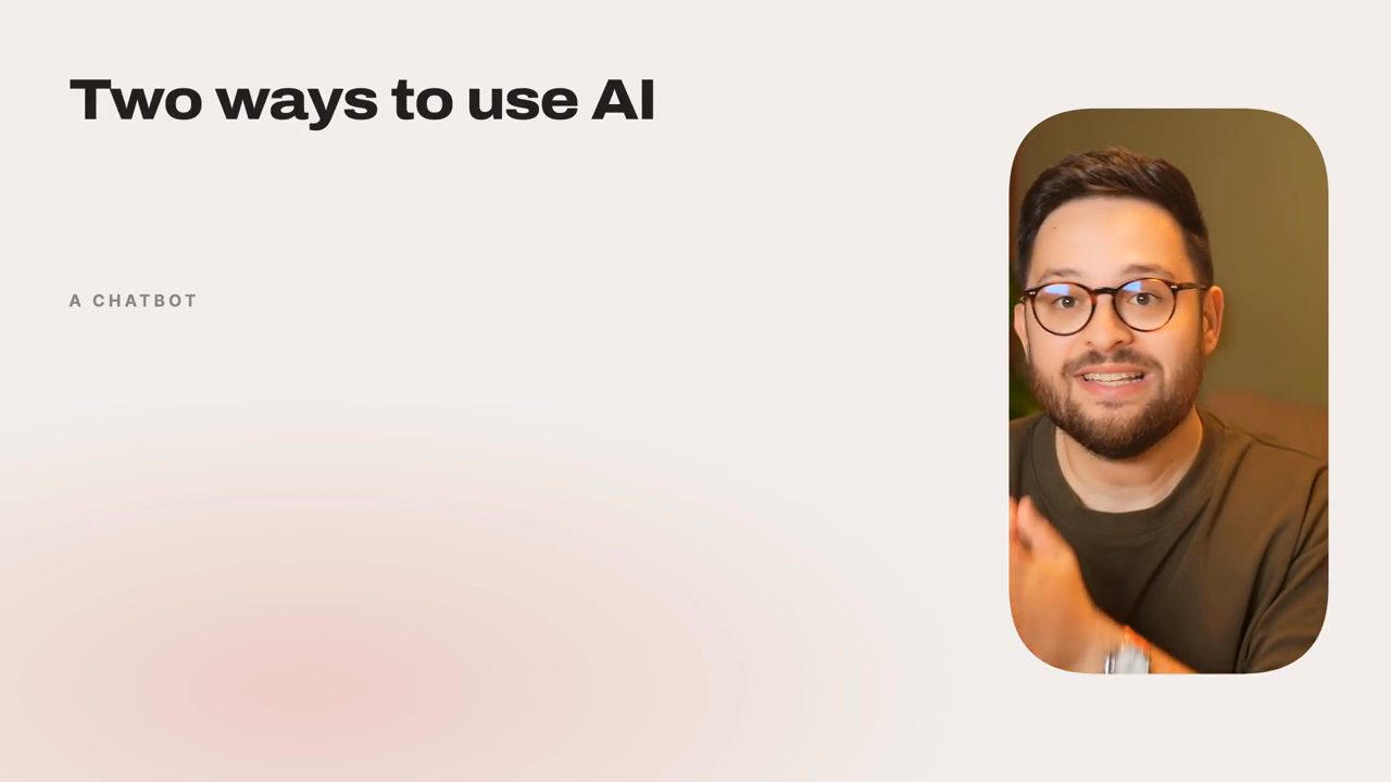 Slide Two ways to use AI, dòng đầu tiên ghi A chatbot, bên phải là Sharbel