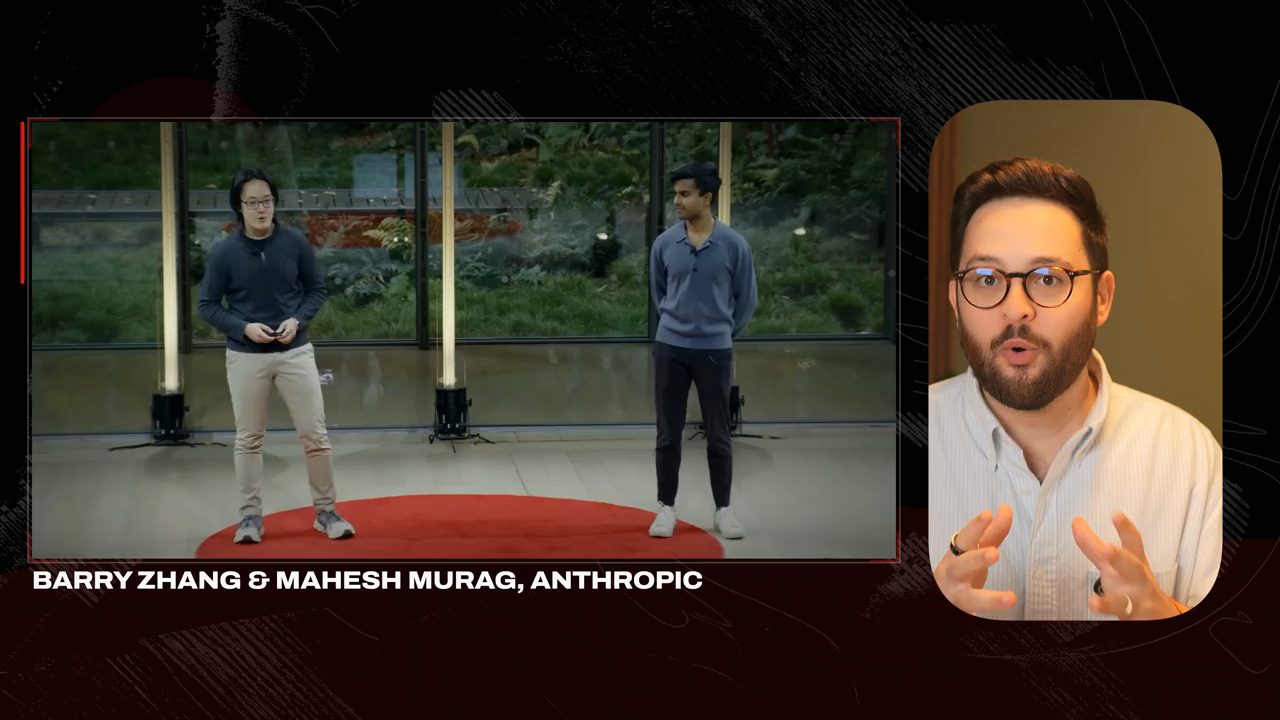 Barry Zhang và Mahesh Murag của Anthropic trên sân khấu, Sharbel ở khung bên phải