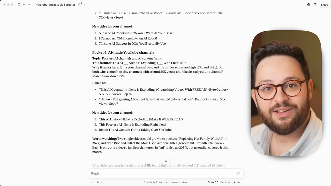 Pocket 4 AI-made YouTube channels với tiêu đề mới và mục Worth watching