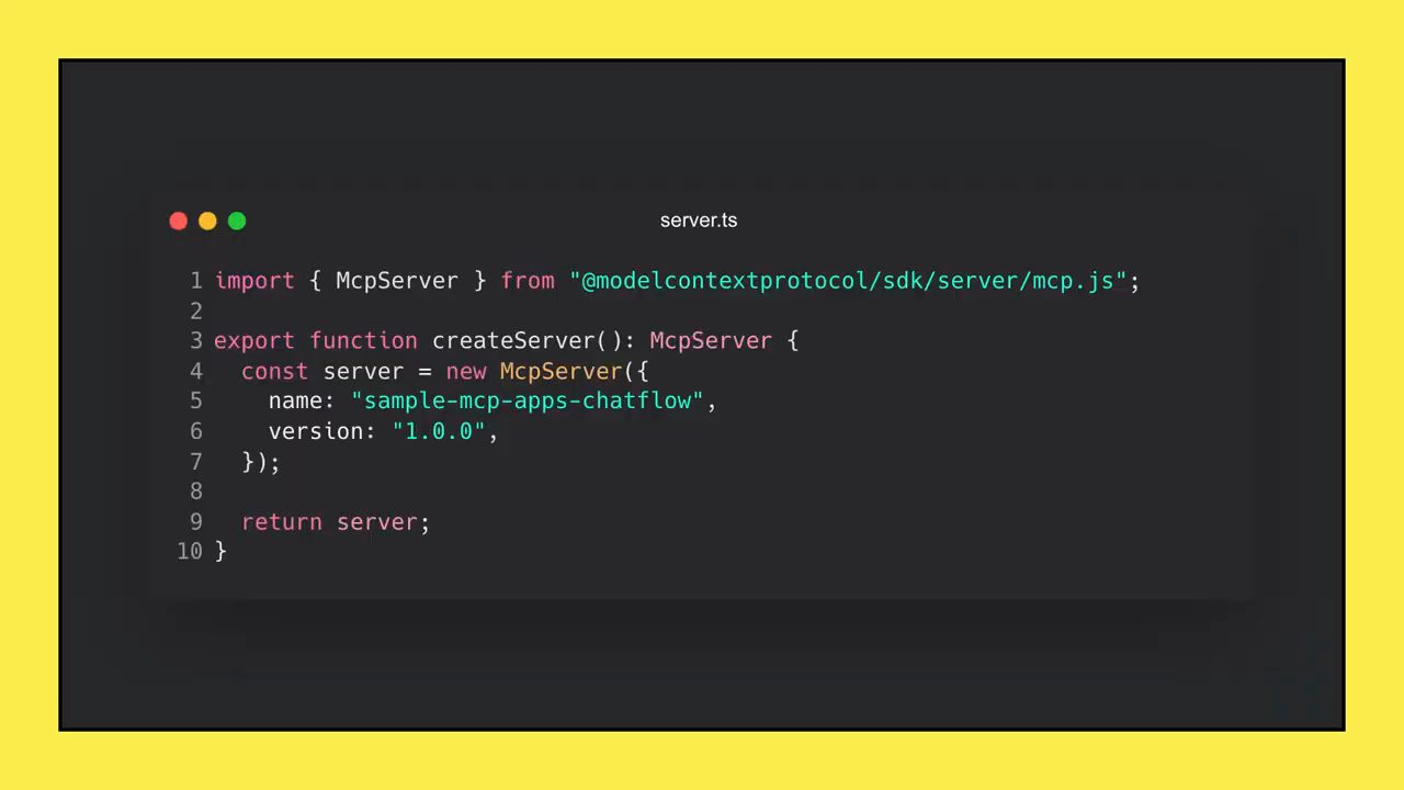 File server.ts: import McpServer và hàm createServer