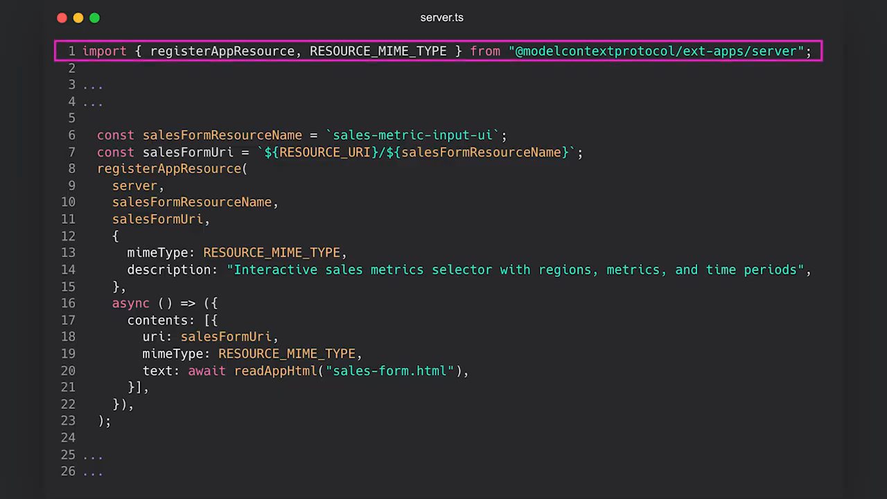 File server.ts với registerAppResource cho sales-metric-input-ui