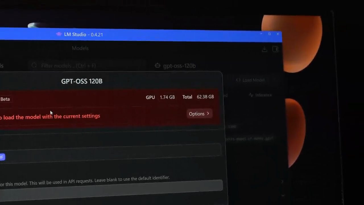 LM Studio báo không đủ tài nguyên để nạp GPT-OSS 120B