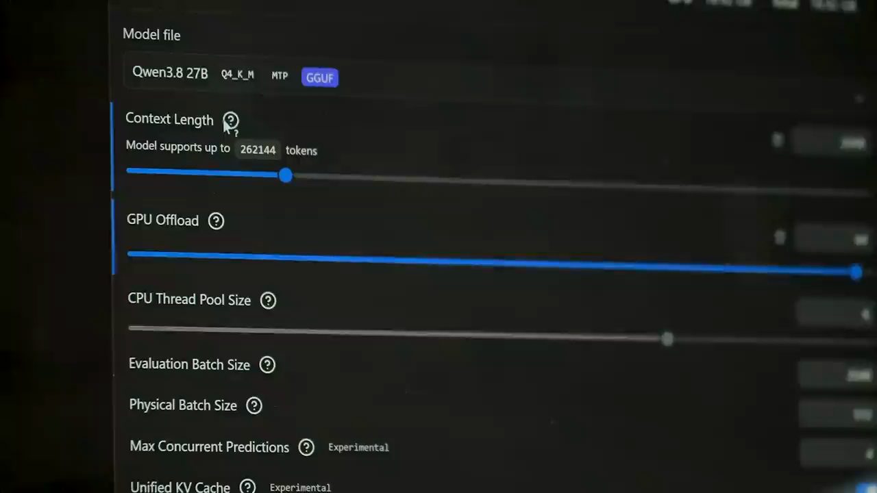 Thiết lập Context Length của Qwen3.8 27B trong LM Studio