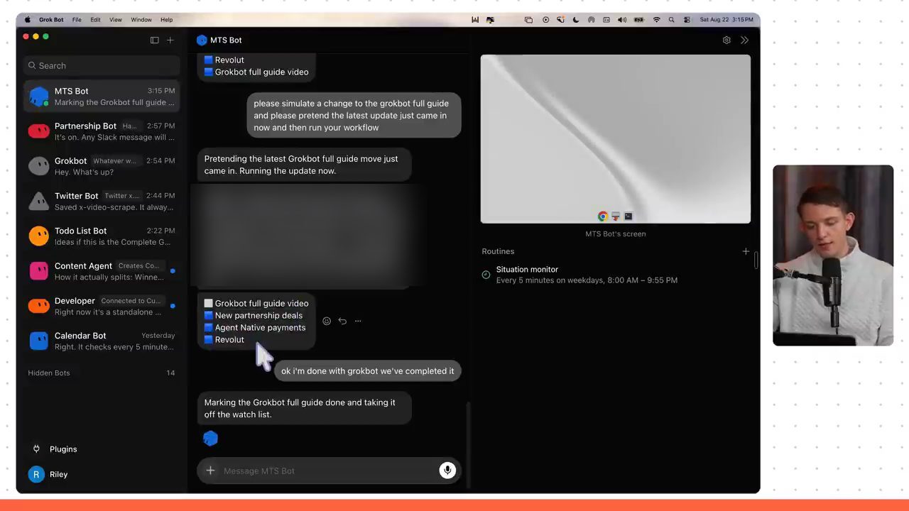 MTS Bot gửi cập nhật cho situation GrokBot full guide video và danh sách bốn situation có ô màu
