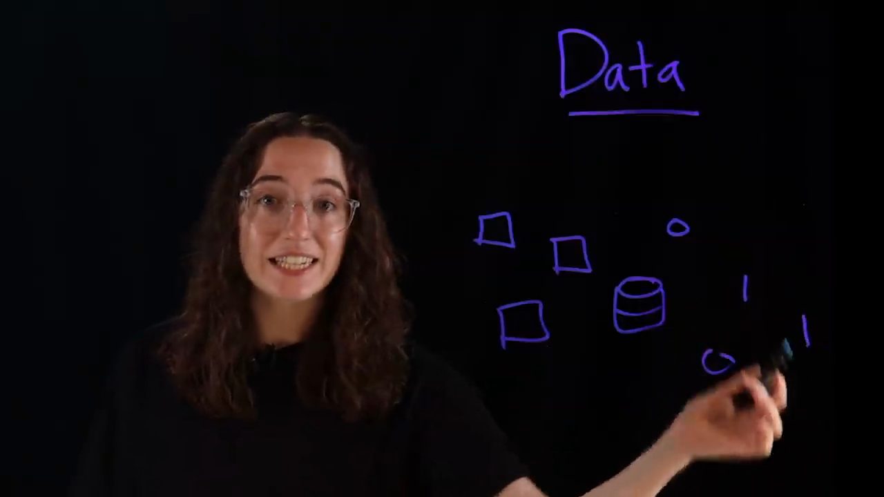 Dưới chữ Data là các ô vuông, một database và các số 0, 1 nằm rải rác